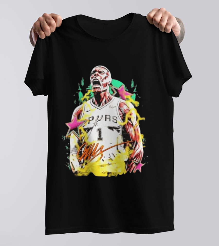 Victor Wembanyama San Antonio Spurs Attack On Titan Colossal Titan Spurs 1 Self Signature T-Shirt