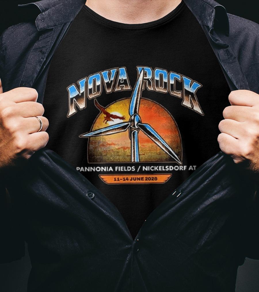 Nova Rock 2026 Winds Of Rock Nickelsdorf Festival 11 14 June Windmill Sunset Eagle T-Shirt