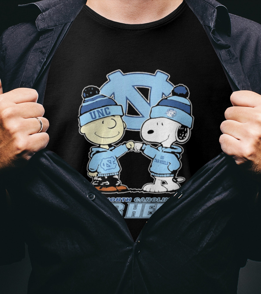 UNC Tar Heels Peanuts Characters Fit Bump North Carolina 2026 T-Shirt