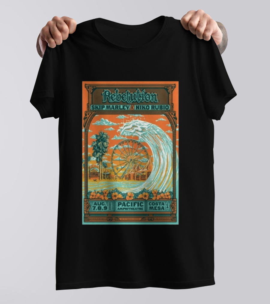 Rebelution Skip Marley Niko Rubio August 7 8 9 2026 Pacific Amphitheatre Costa Mesa T-Shirt