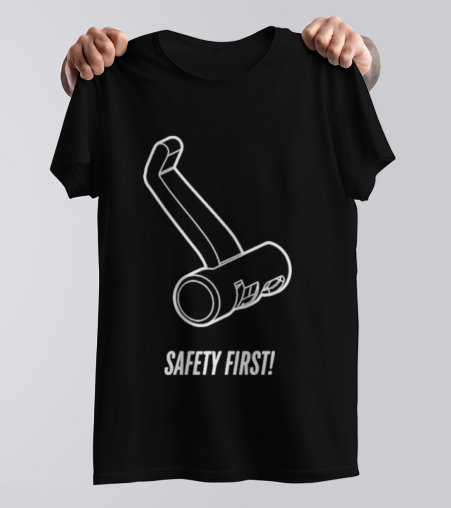 Safety First Bike Lock Sketch T-Shirt