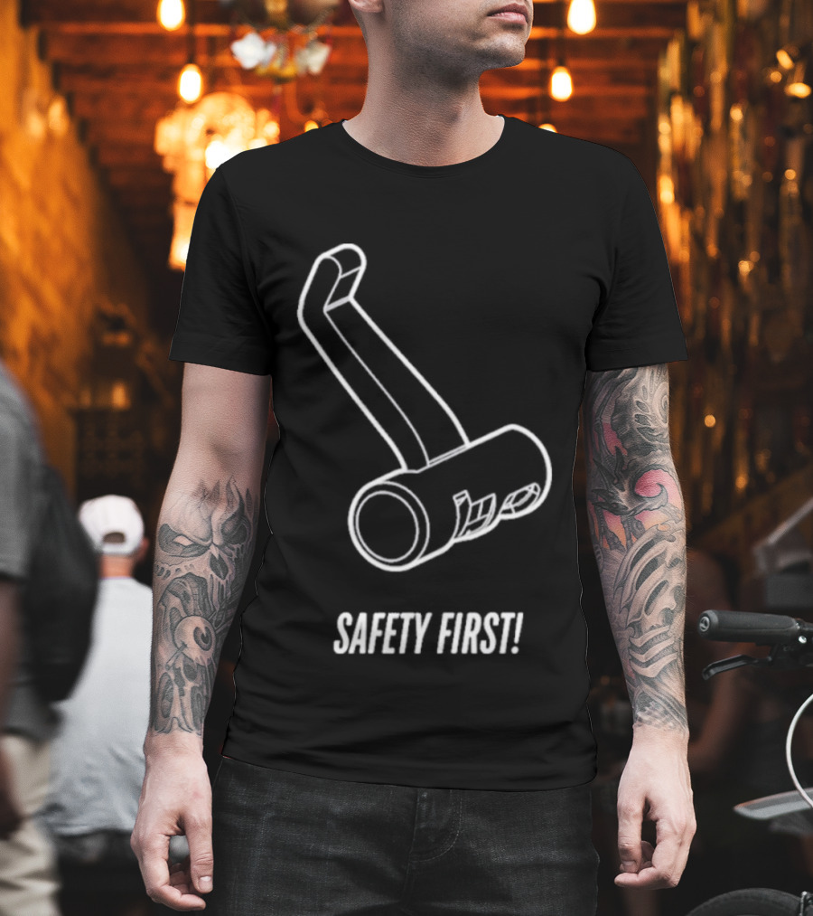 Safety First Bike Lock Sketch T-Shirt
