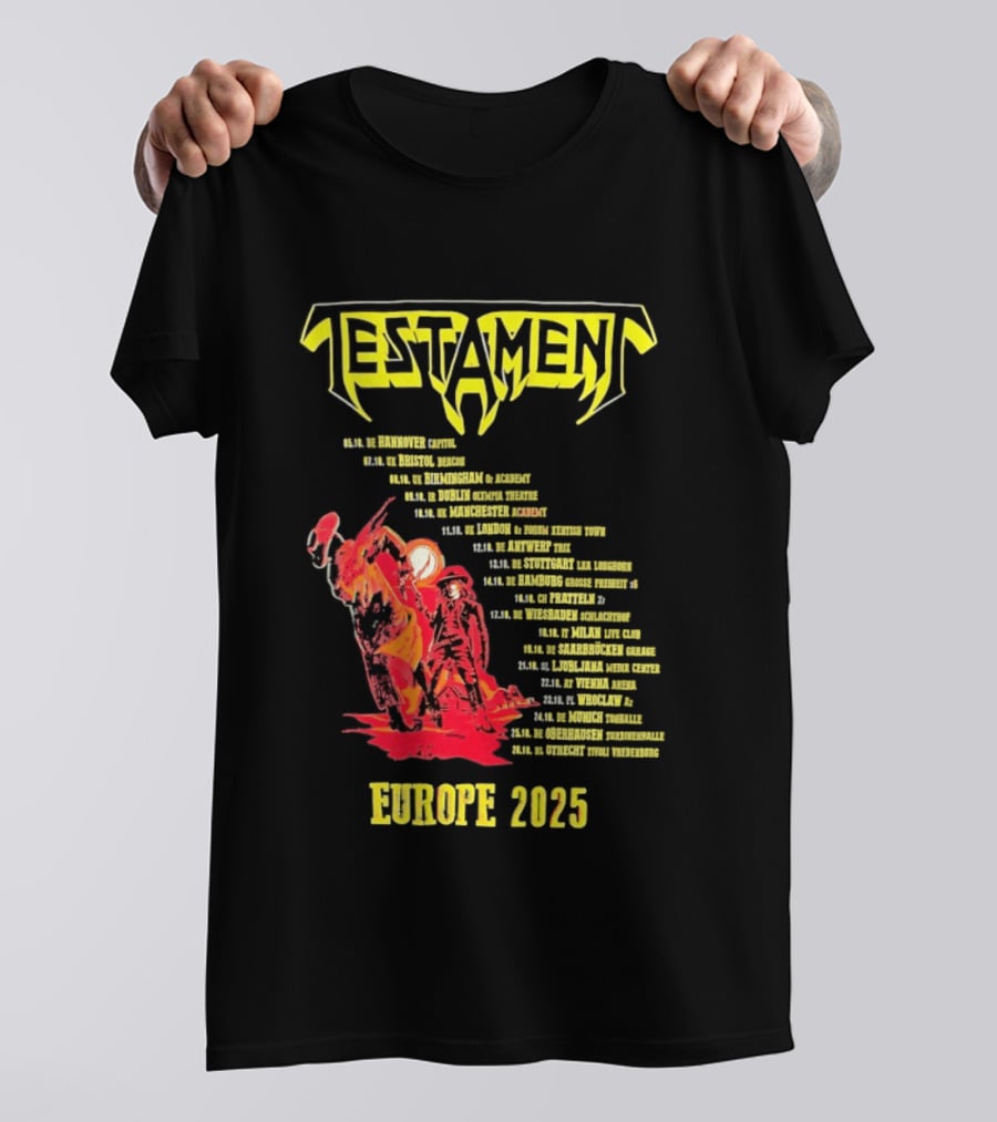 Testament Europe 2025 Tour Western Outlaw Dates T-Shirt