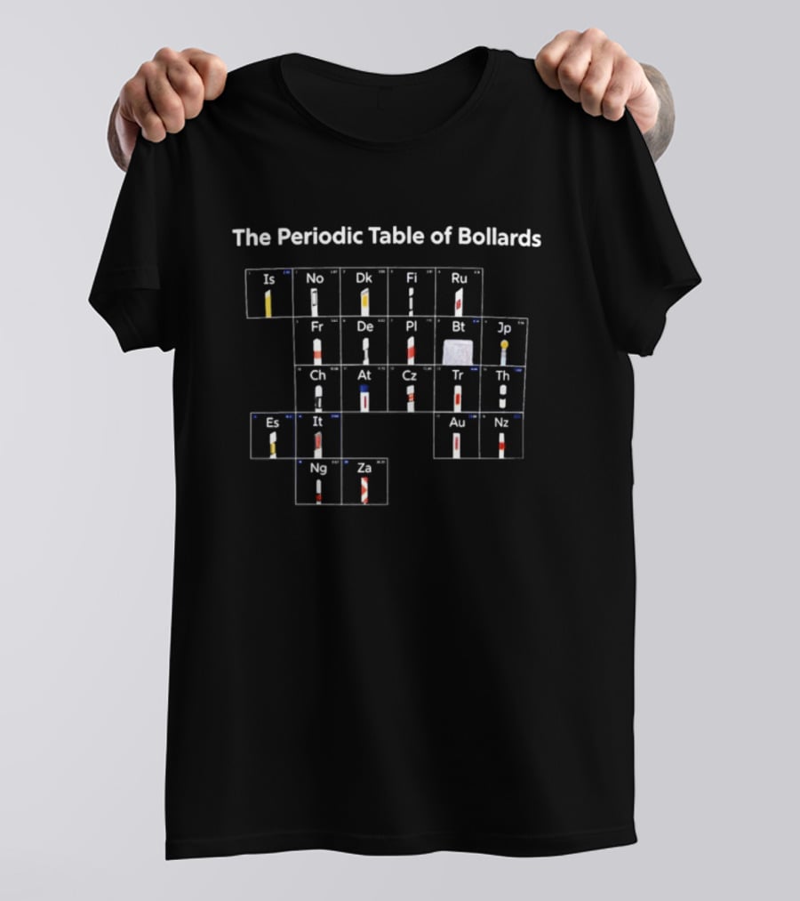 The Periodic Table Of Bollards Funny Science Parody Chart T-Shirt