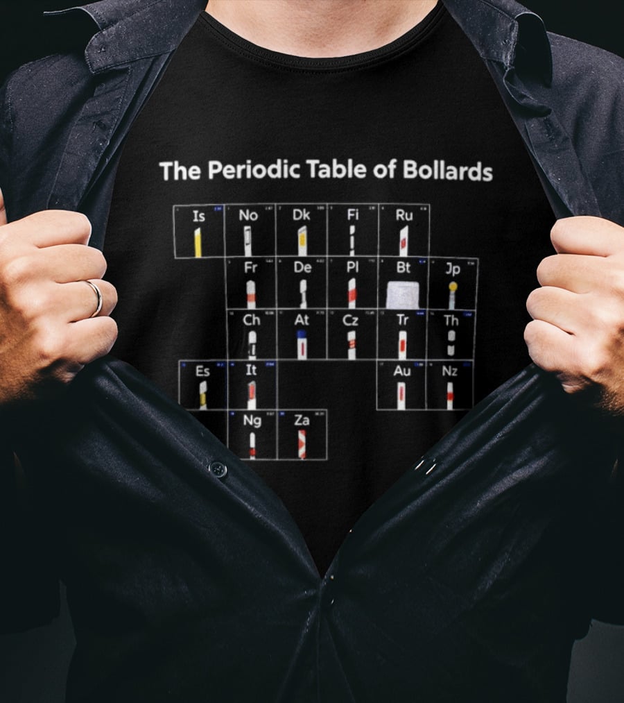 The Periodic Table Of Bollards Funny Science Parody Chart T-Shirt