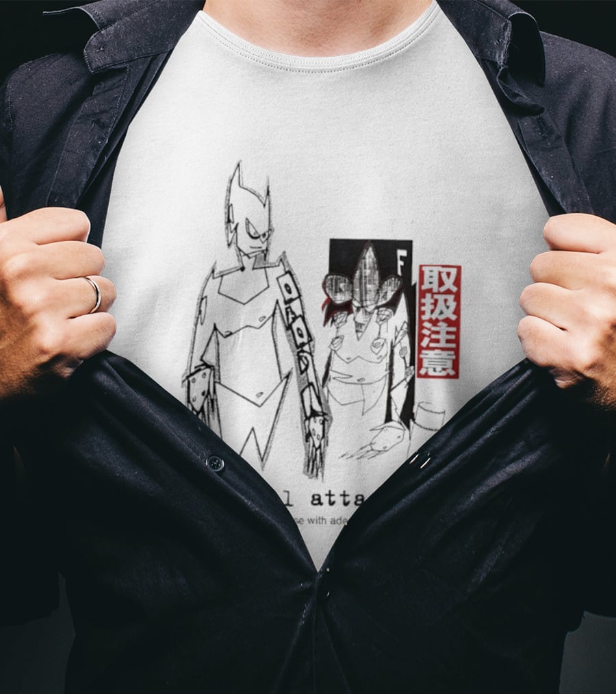 Aerosol Attack Use With Adequate Ventilation Japanese Text Robots T-Shirt
