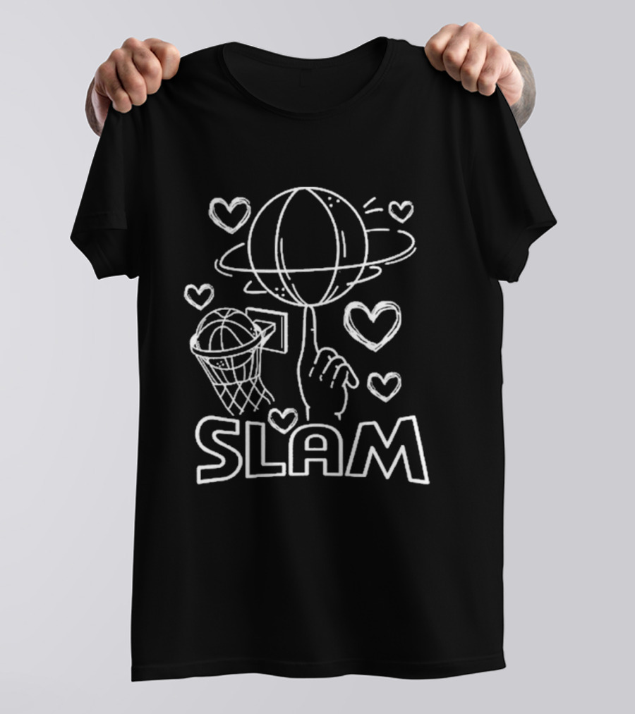 Slam Basketball Sketch With Hoop And Planet T-Shirt