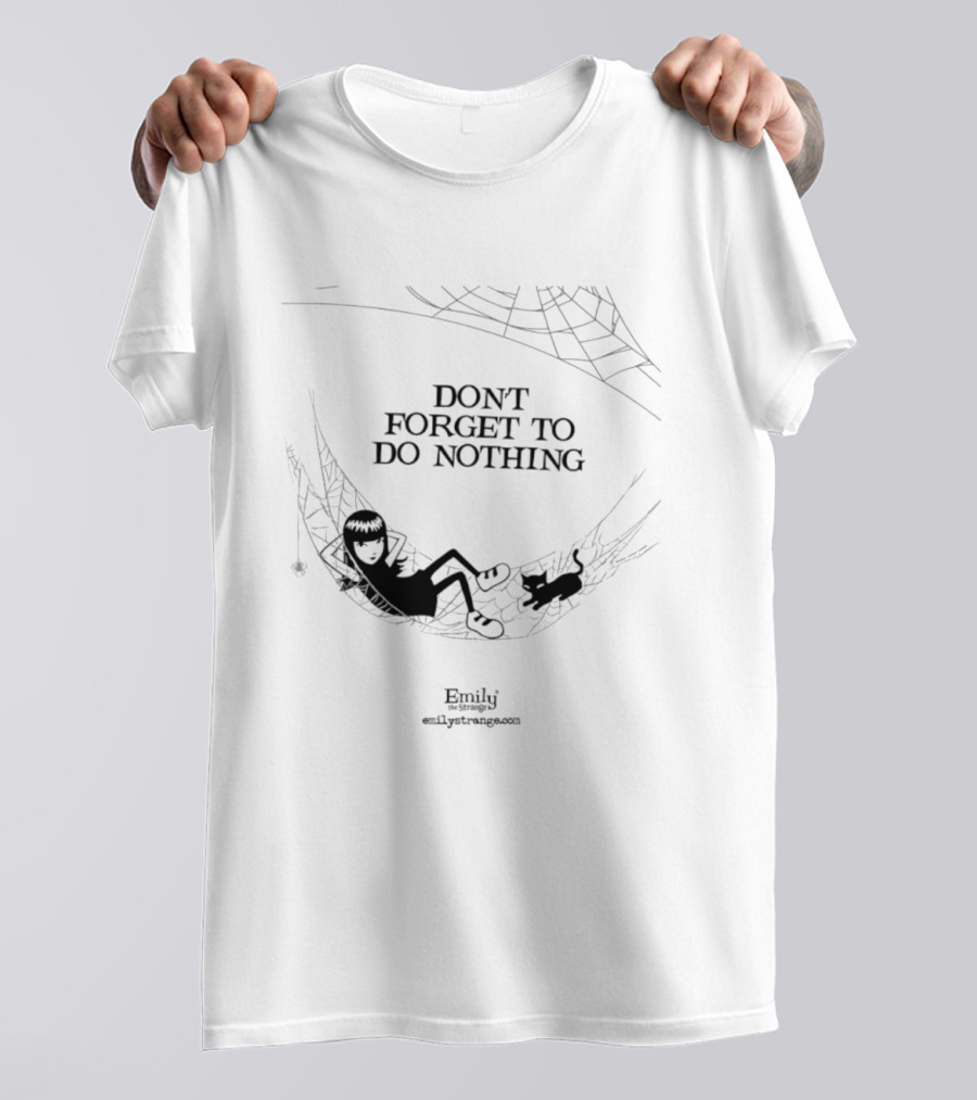 Emily The Strange Don't Forget To Do Nothing Hammock Scene With Spider And Web T-Shirt