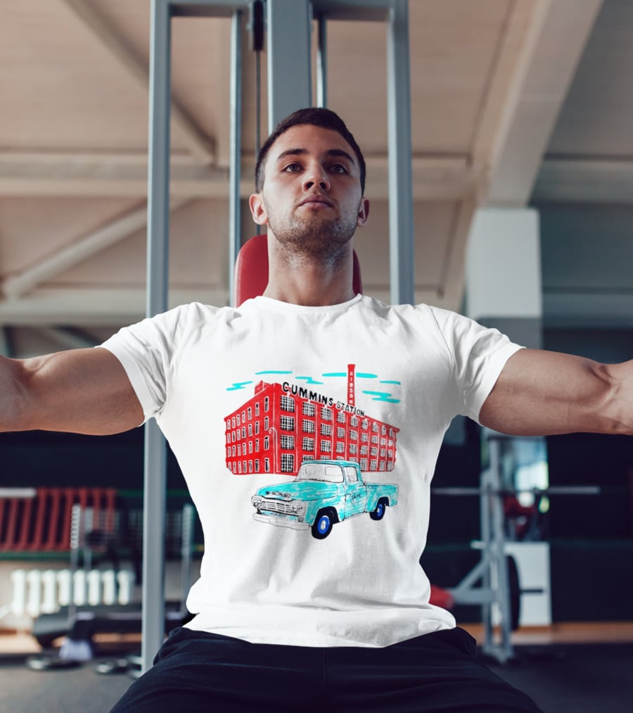 Gilson Cummins Station Vintage Truck And Building Scene T-Shirt