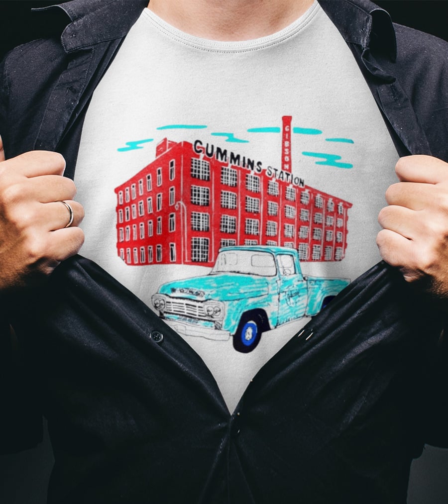 Gilson Cummins Station Vintage Truck And Building Scene T-Shirt