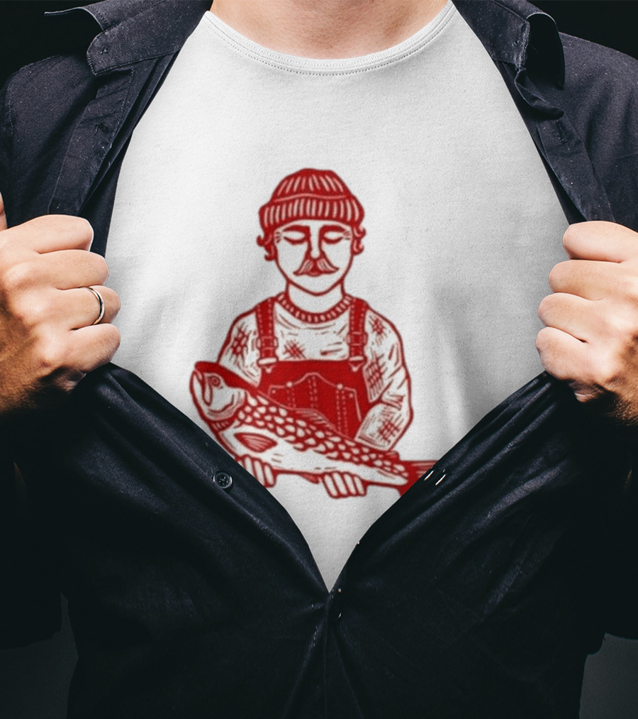 Goth Babe Fisherman Holding Fish T-Shirt