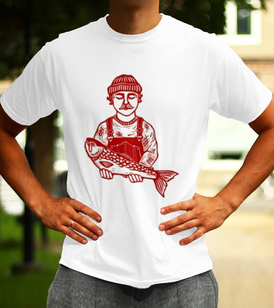 Goth Babe Fisherman Holding Fish T-Shirt