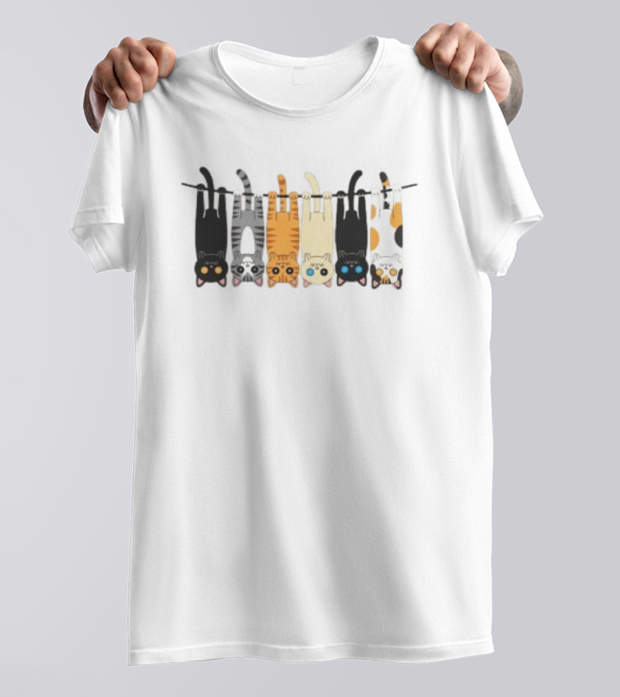 Hanging Cats On Clothesline For Cat Lover Enthusiasts T-Shirt