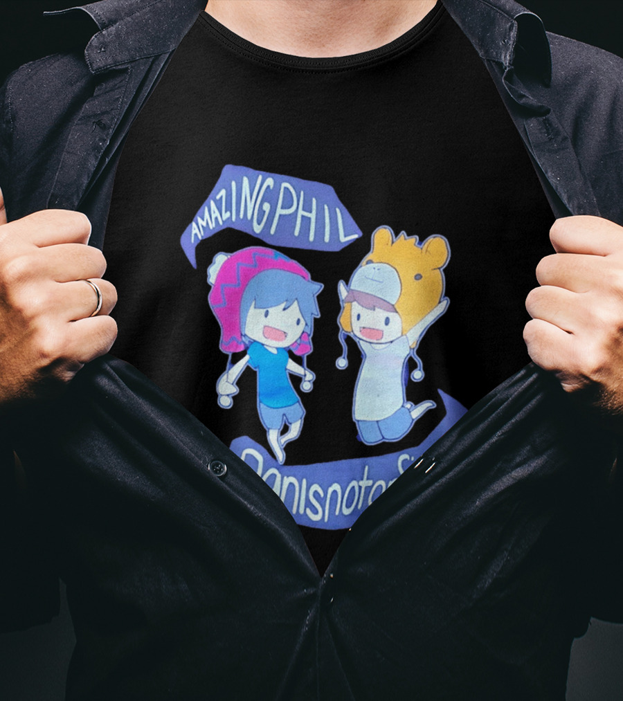 AmazingPhil Danisnotonfire Cartoon Characters In Cute Animal Hats T-Shirt