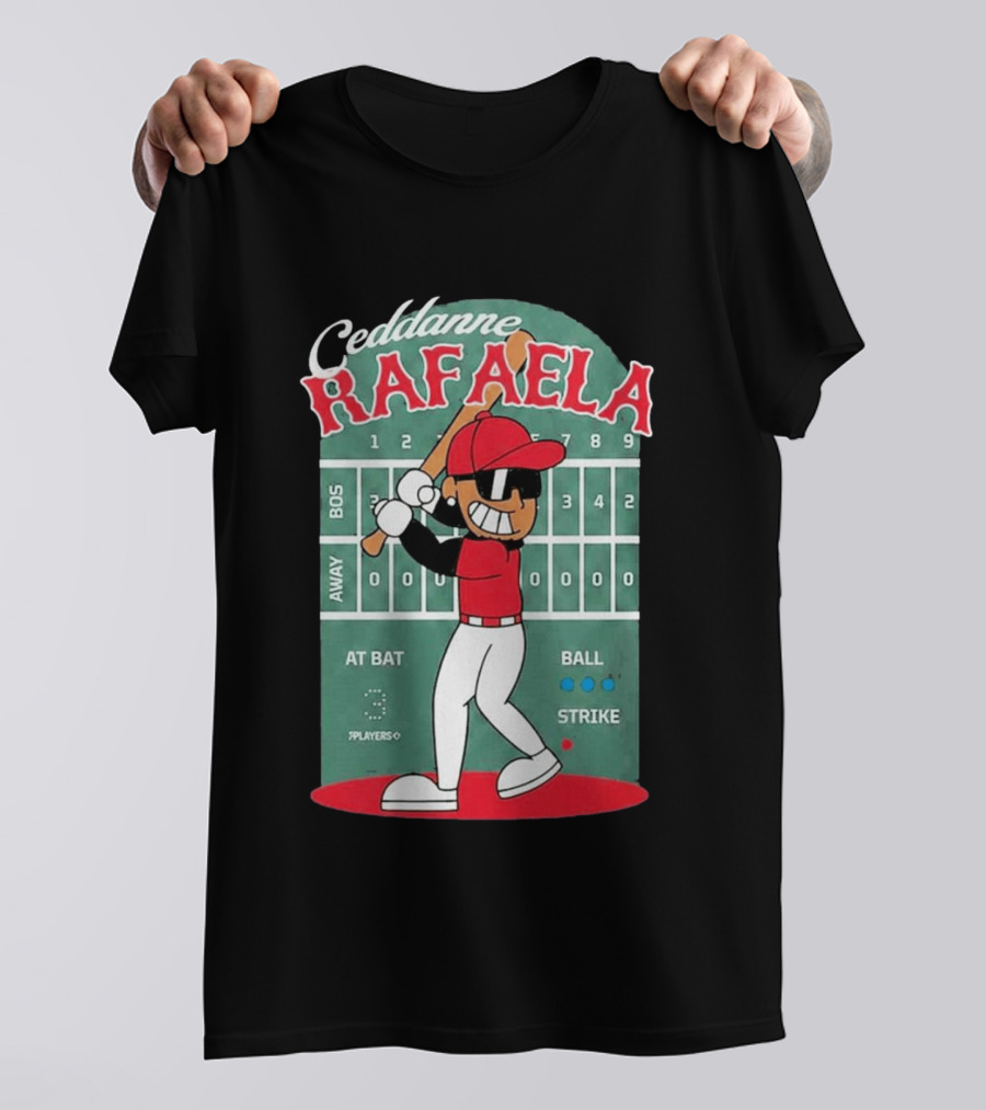 Ceddanne Rafaela Baseball Cartoon Scoreboard T-Shirt