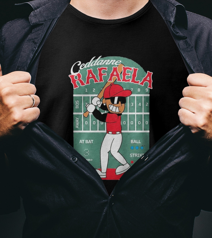 Ceddanne Rafaela Baseball Cartoon Scoreboard T-Shirt