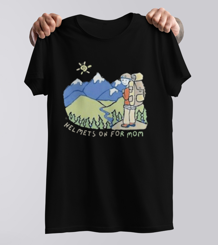 Helmets On For Mom Mountains And Hiking Scene T-Shirt