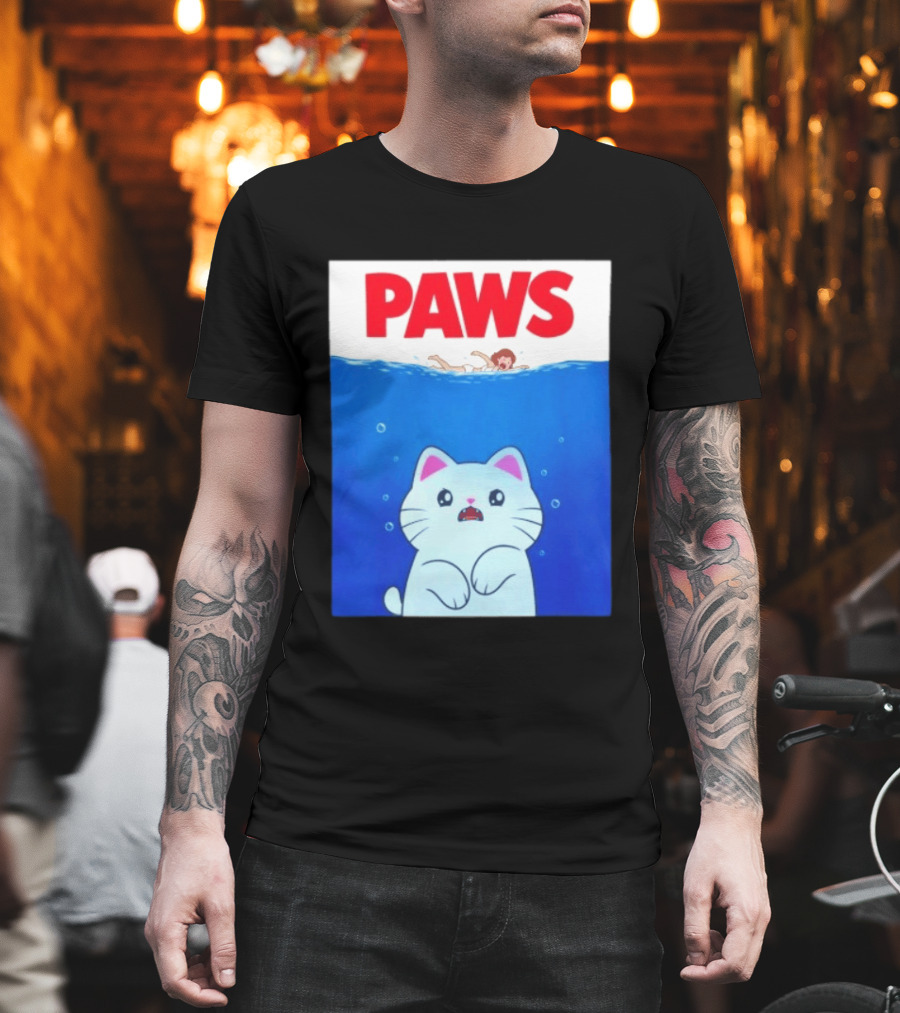 Paws Cat Parody Movie Jaws T-Shirt