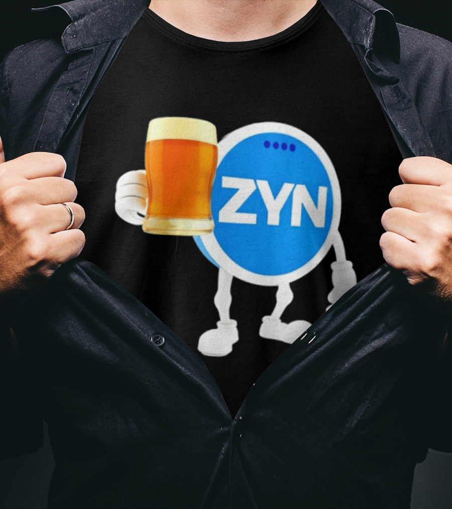 ZYN Snus Beer Character Holding T-Shirt