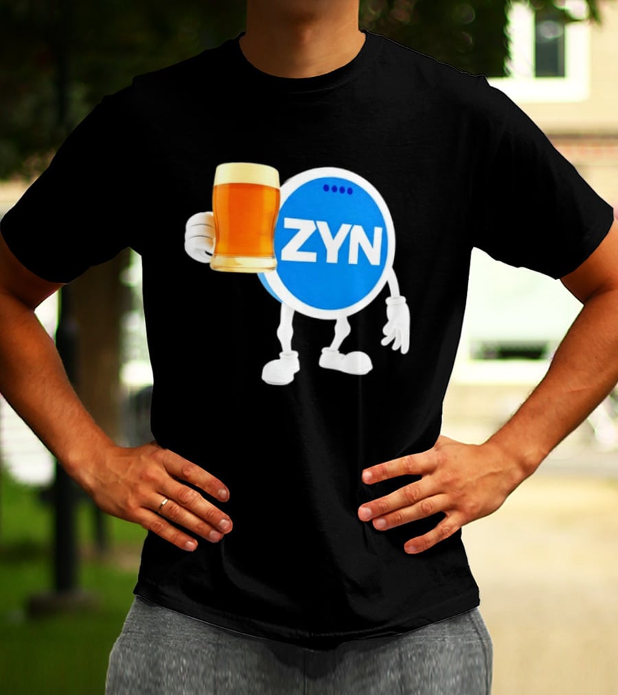 ZYN Snus Beer Character Holding T-Shirt