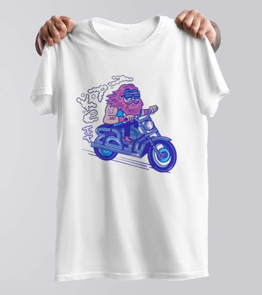 Billy Biker Cartoon Motorcycle Bearded Man T-Shirt