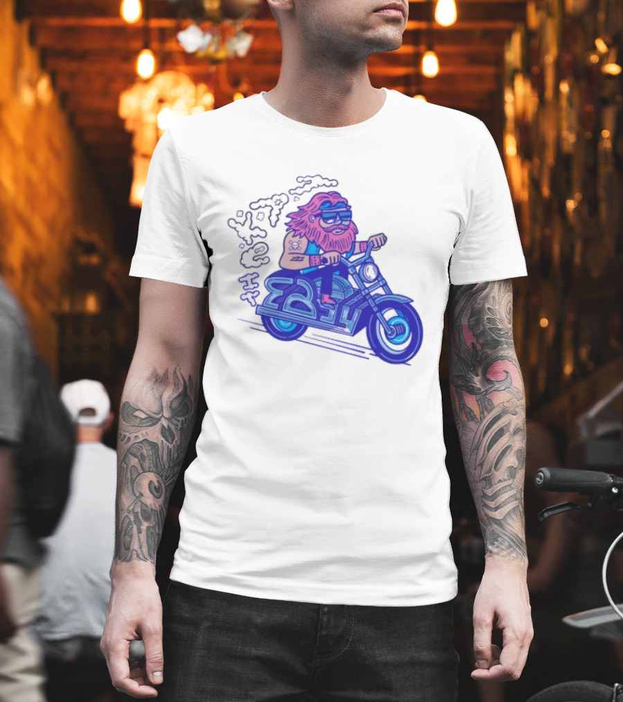 Billy Biker Cartoon Motorcycle Bearded Man T-Shirt