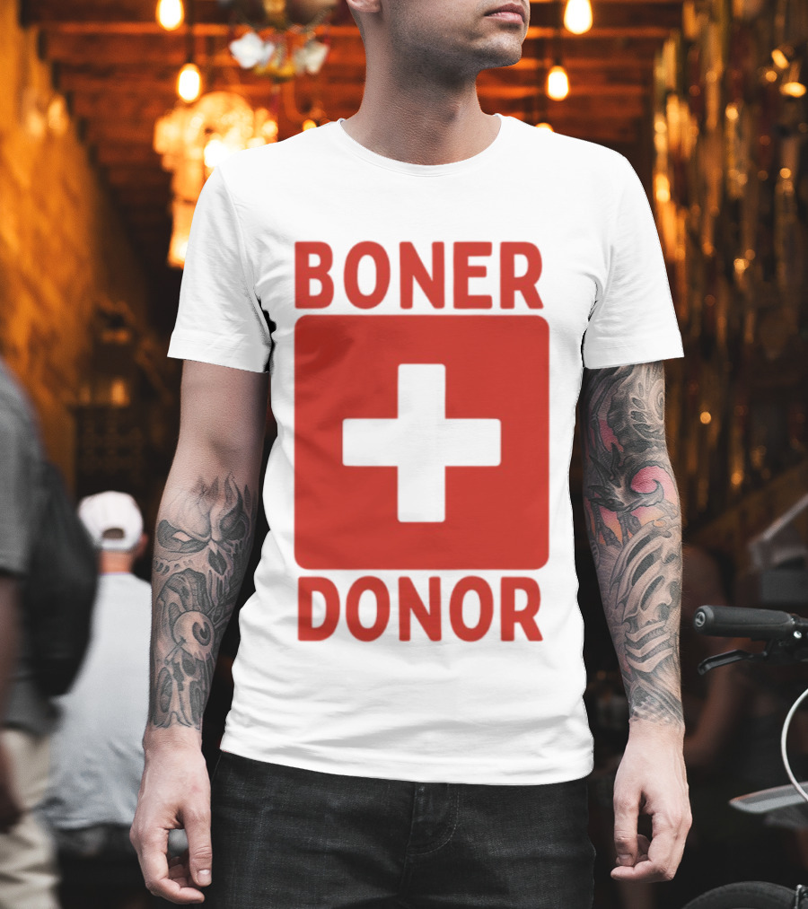 Boner Donor Sarcastic Adult Humor Red Cross T-Shirt