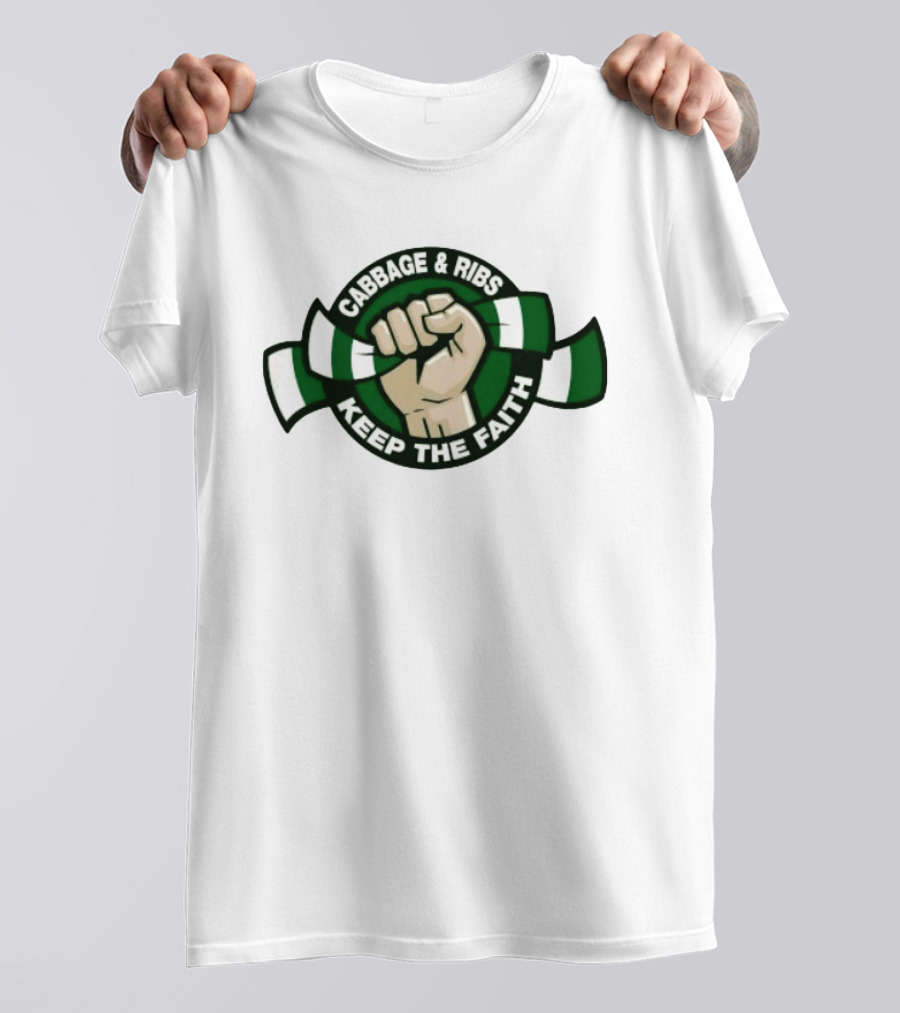 Cabbage & Ribs Keep The Faith Celtic FC Fist T-Shirt