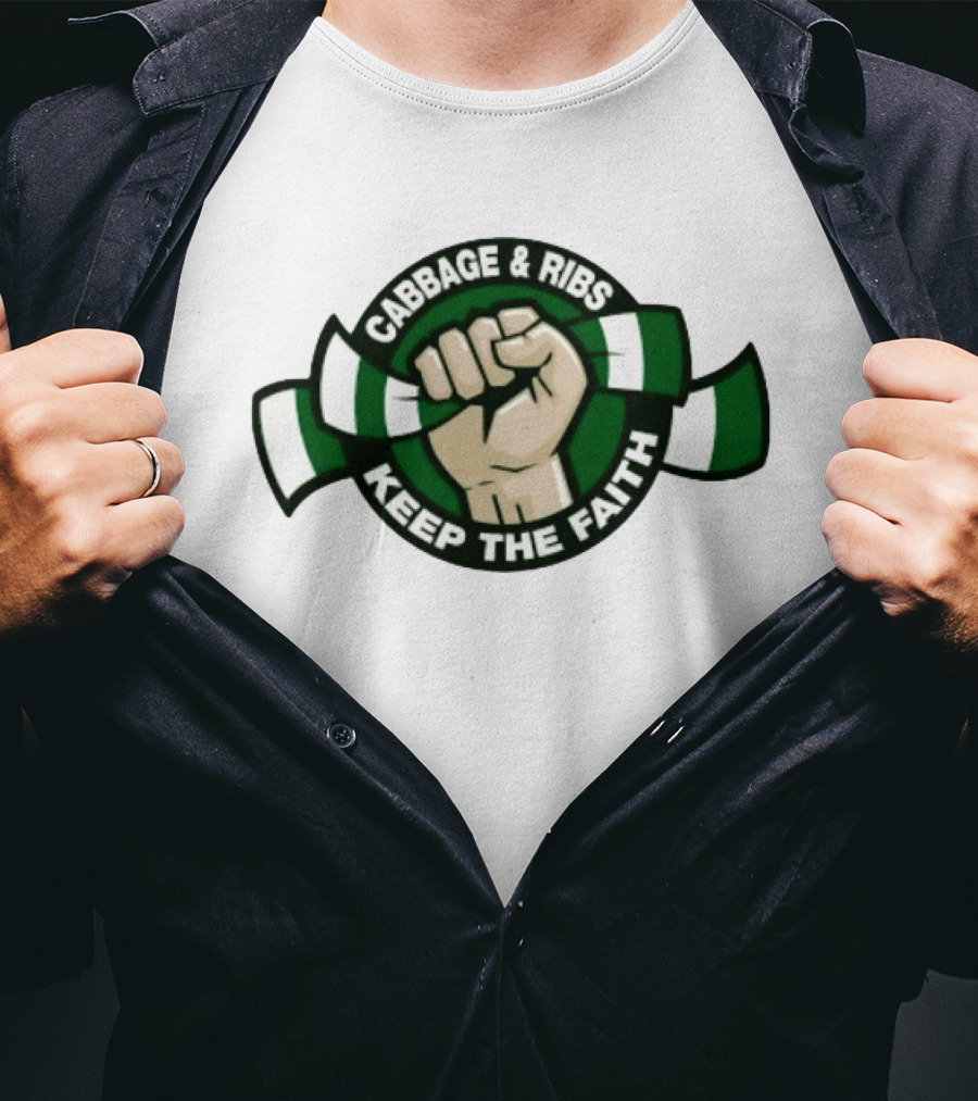 Cabbage & Ribs Keep The Faith Celtic FC Fist T-Shirt