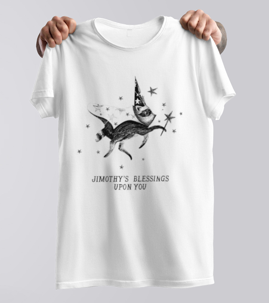 Jimothy's Blessings Upon You Wizard Raccoon Enchanting Starry Magic T-Shirt