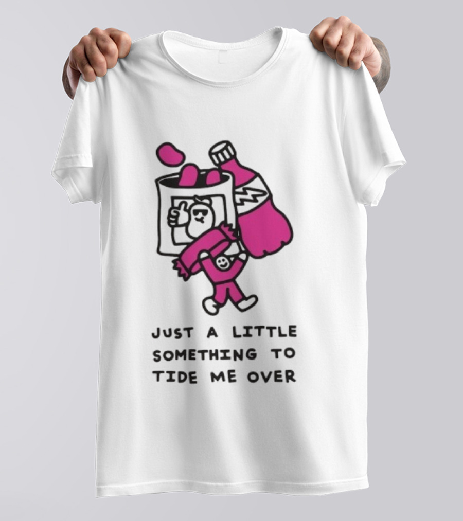 Just A Little Something To Tide Me Over Snack Pink Character Carrying Beer T-Shirt
