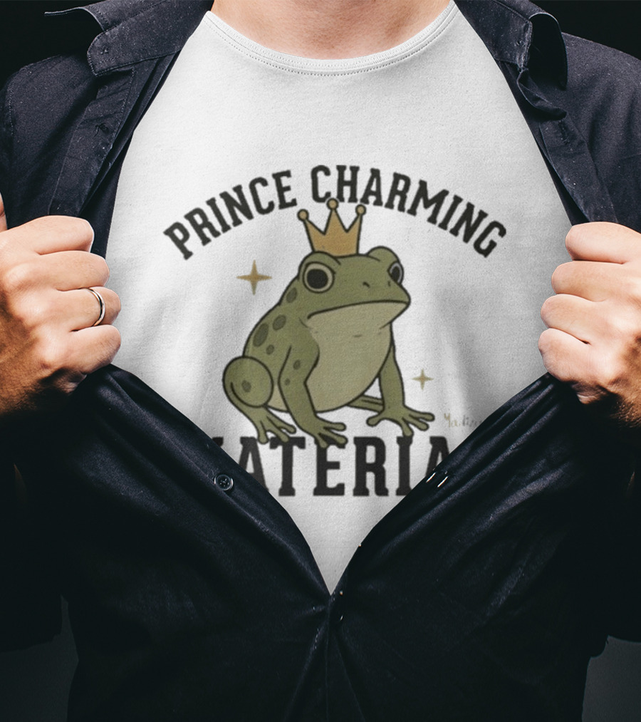 Prince Charming Material Frog With Crown And Stars T-Shirt