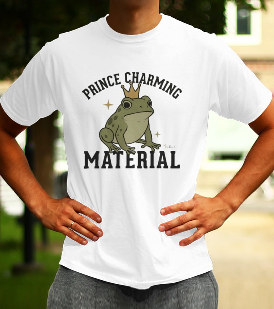 Prince Charming Material Frog With Crown And Stars T-Shirt