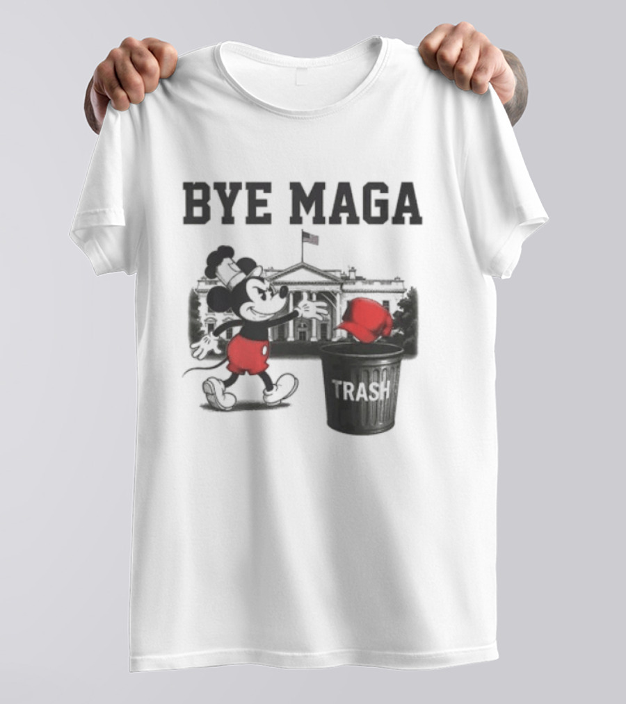 Bye Maga Trash Mickey Mouse Political Satire T-Shirt