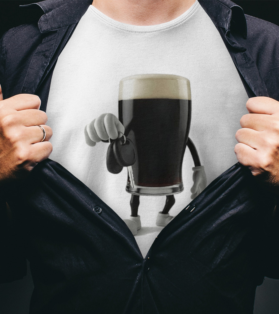 Guinness Beer Pint Holding Car Keys T-Shirt