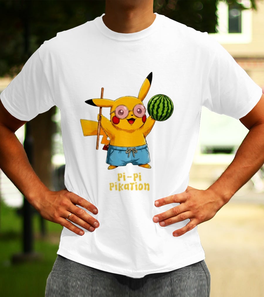 Pikachu Watermelon Summer Pi Pi Pikation Cute Sunglasses Beach T-Shirt