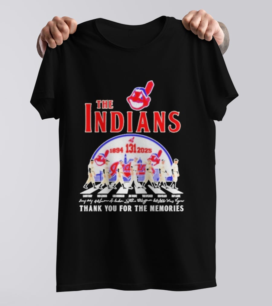 The Cleveland Indians 131st Anniversary 1894 2025 Thank You For The Memories Abbey Road Signatures T-Shirt
