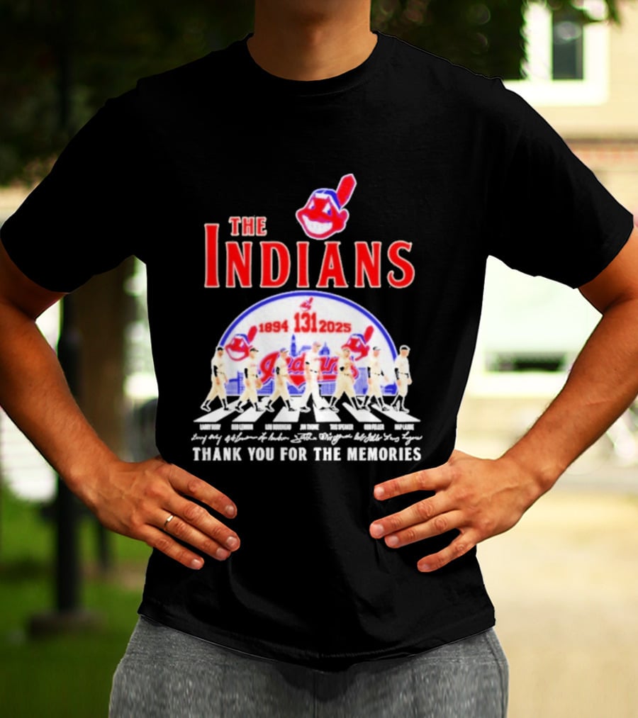 The Cleveland Indians 131st Anniversary 1894 2025 Thank You For The Memories Abbey Road Signatures T-Shirt