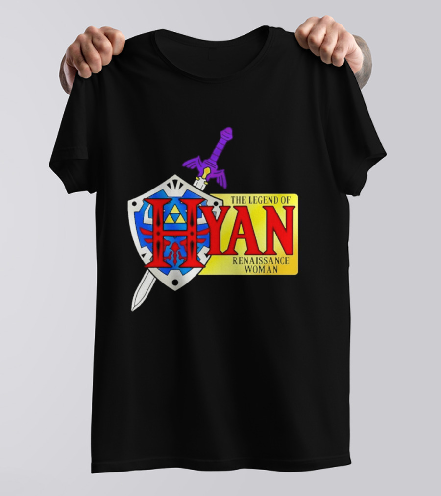 Hyan Renaissance Woman Legend Triforce Shield Sword T-Shirt