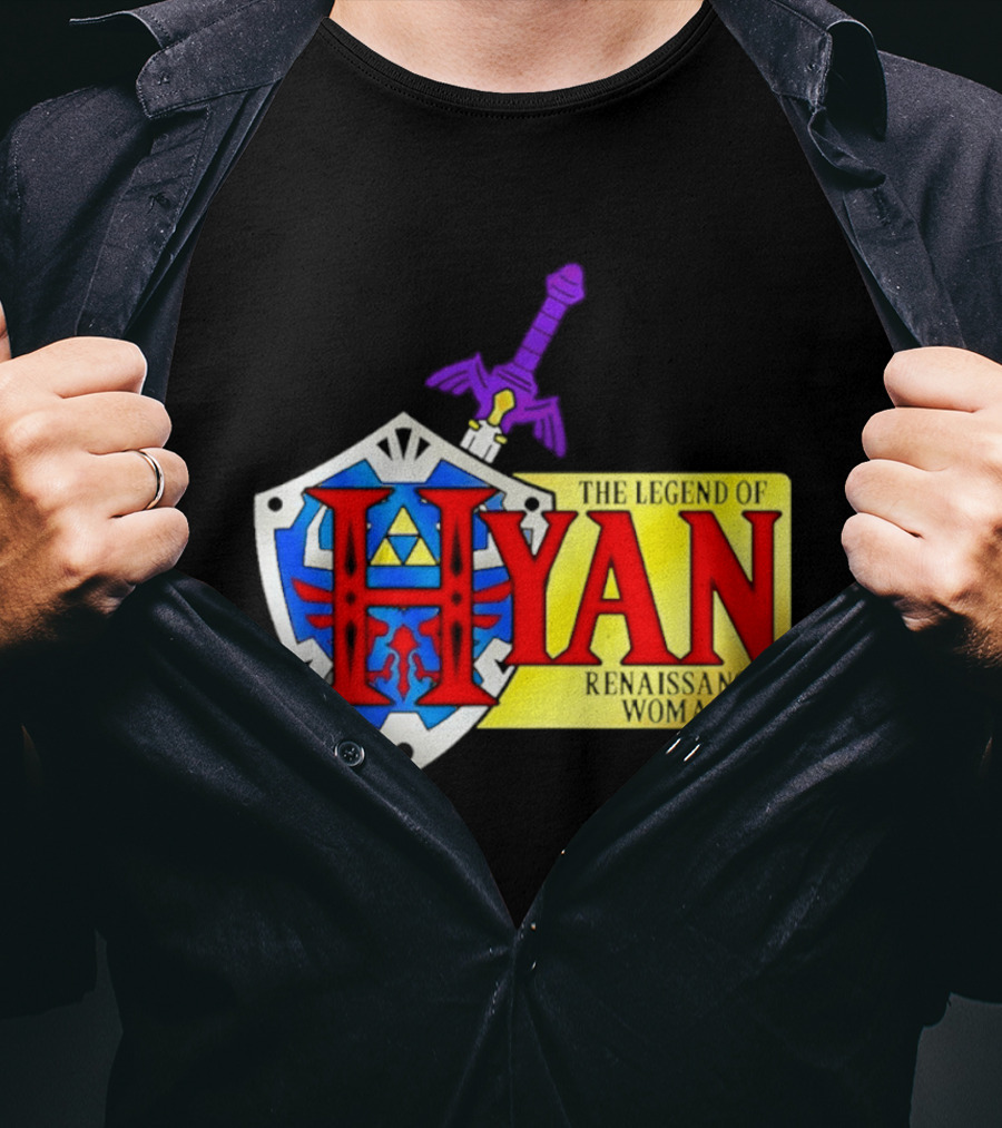Hyan Renaissance Woman Legend Triforce Shield Sword T-Shirt