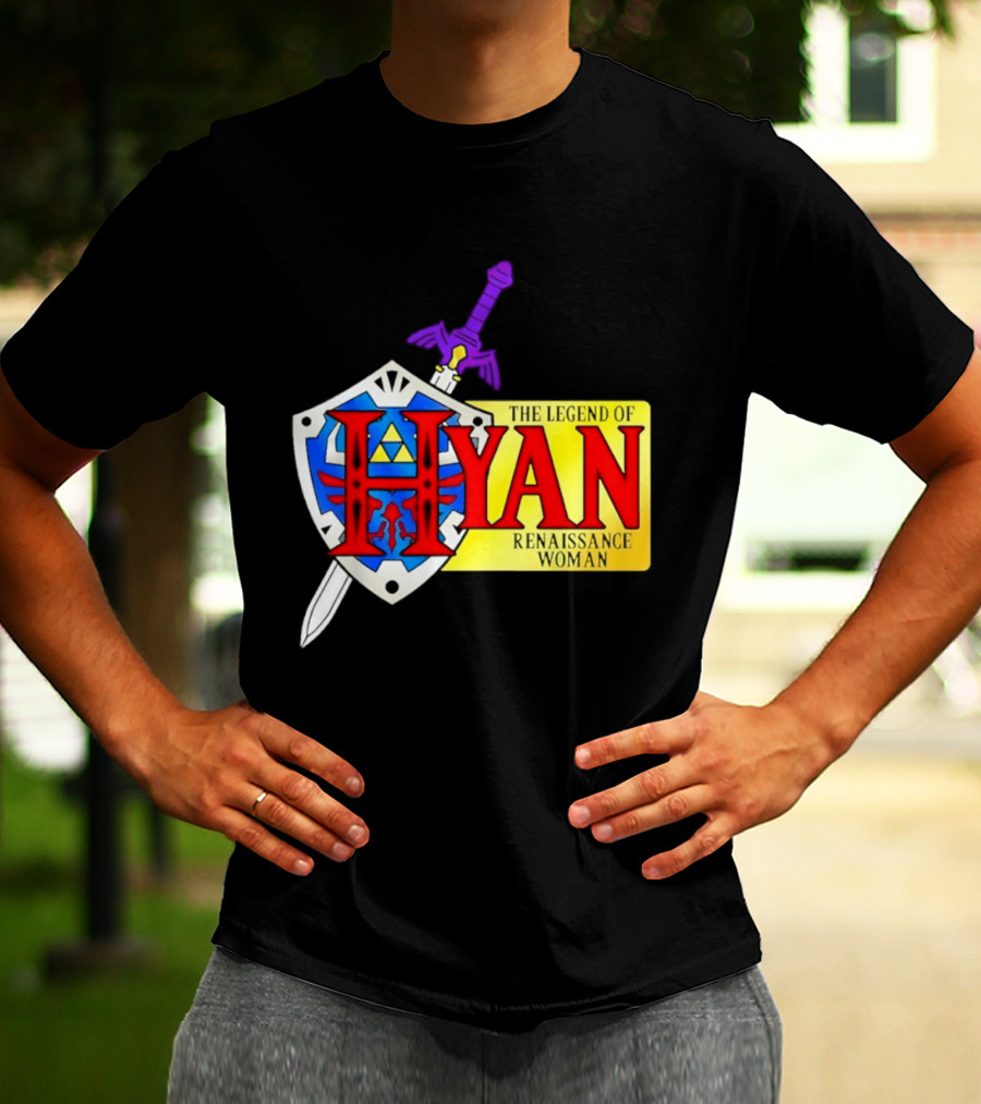 Hyan Renaissance Woman Legend Triforce Shield Sword T-Shirt