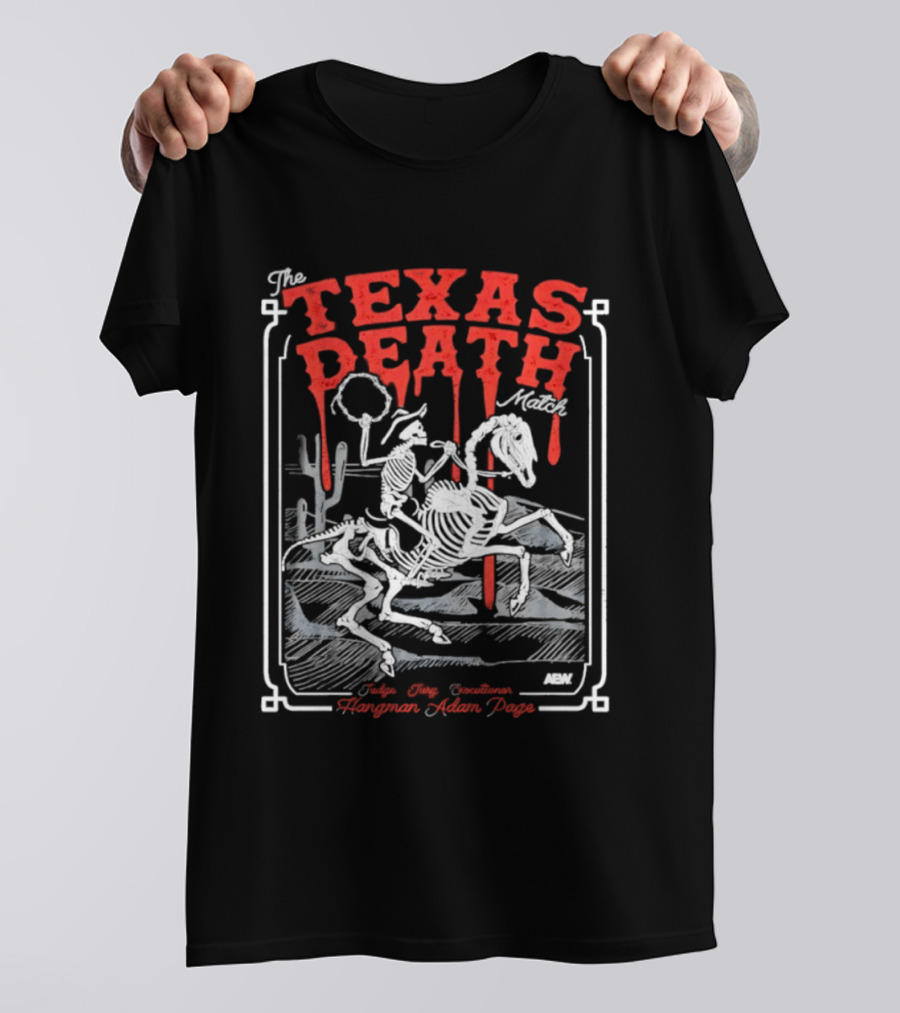 The Texas Death Match Skeleton Riding Wild Desert Scene T-Shirt