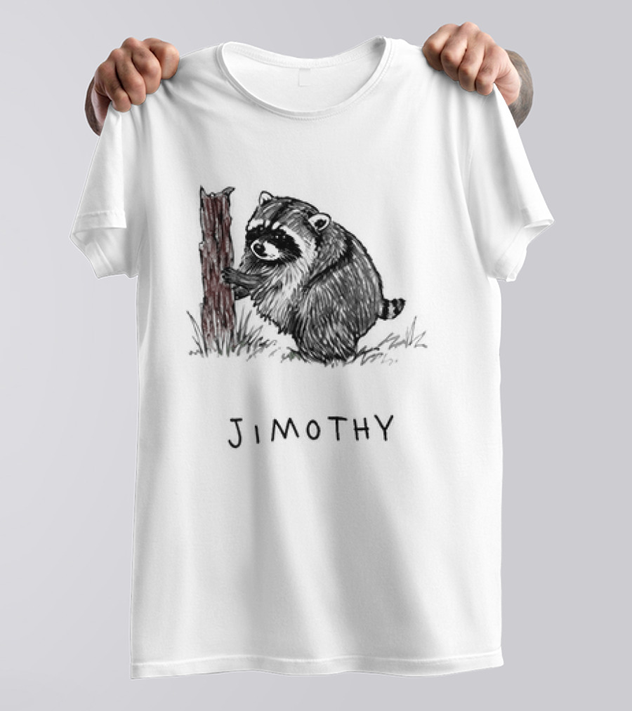 Jimothy Raccoon Hugging Tree Drawing T-Shirt
