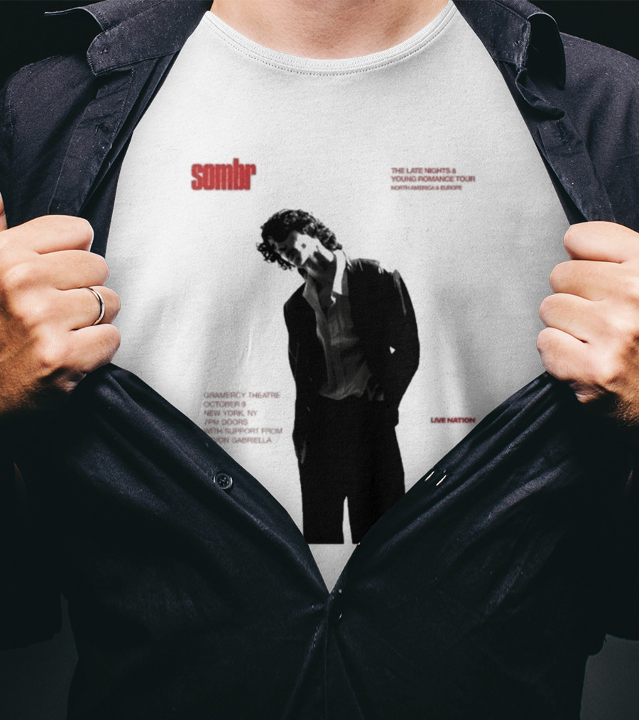 Sombr The Late Nights And Young Romance Tour Dates 2025 North America And Europe T-Shirt