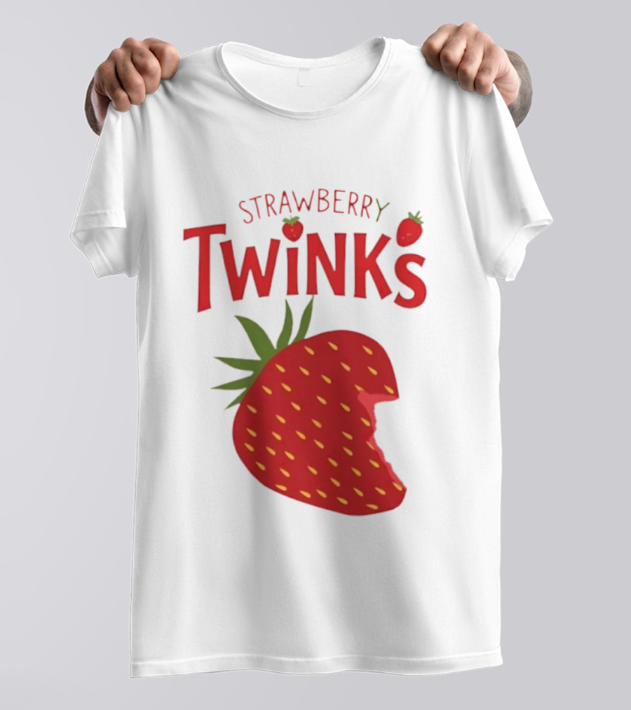 Strawberry Twinks With Bitten Strawberry Motif T-Shirt