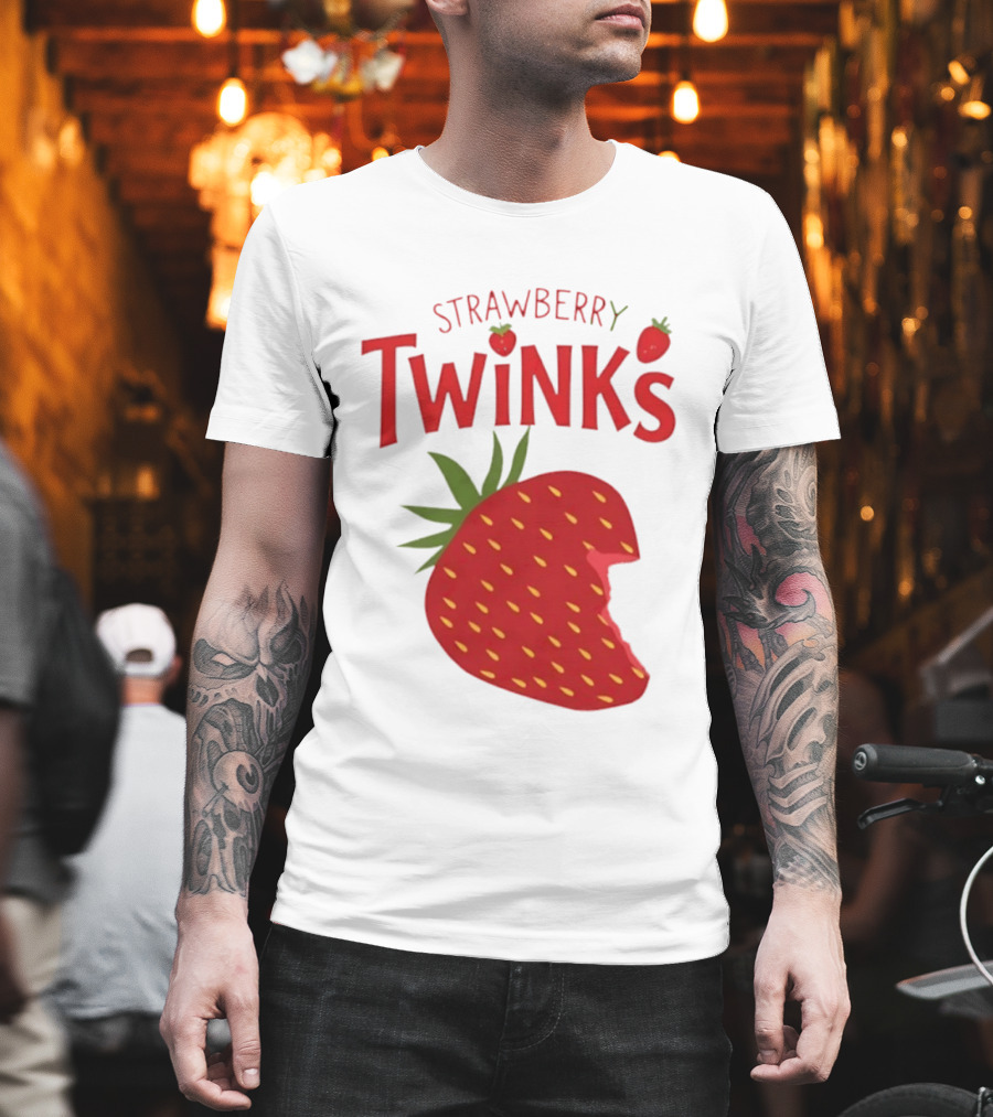 Strawberry Twinks With Bitten Strawberry Motif T-Shirt