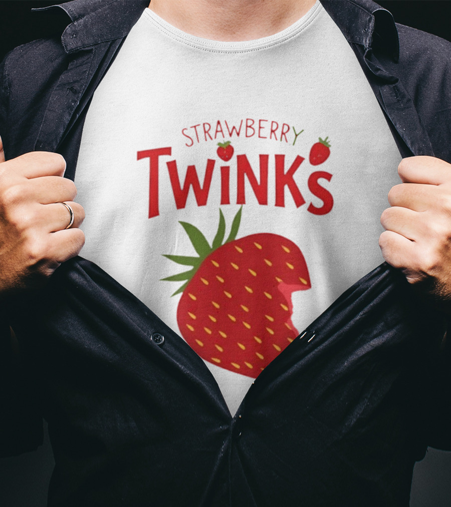Strawberry Twinks With Bitten Strawberry Motif T-Shirt