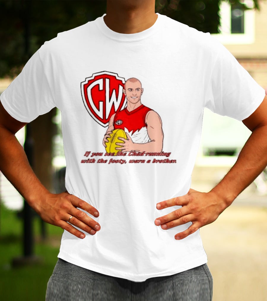 The Chad Running Footy Warn A Brother CW AFL T-Shirt