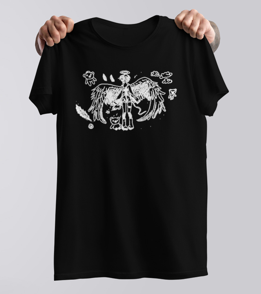 Angeltype Angel Wings And Clouds Fantasy Drawing T-Shirt