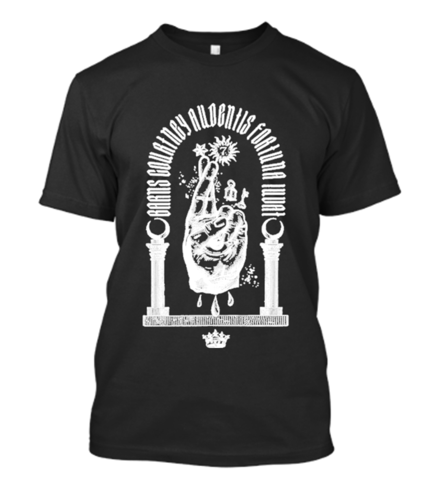 Barns Courtney Audentis Fortuna Iuvat Hand Symbol With Columns T-Shirt